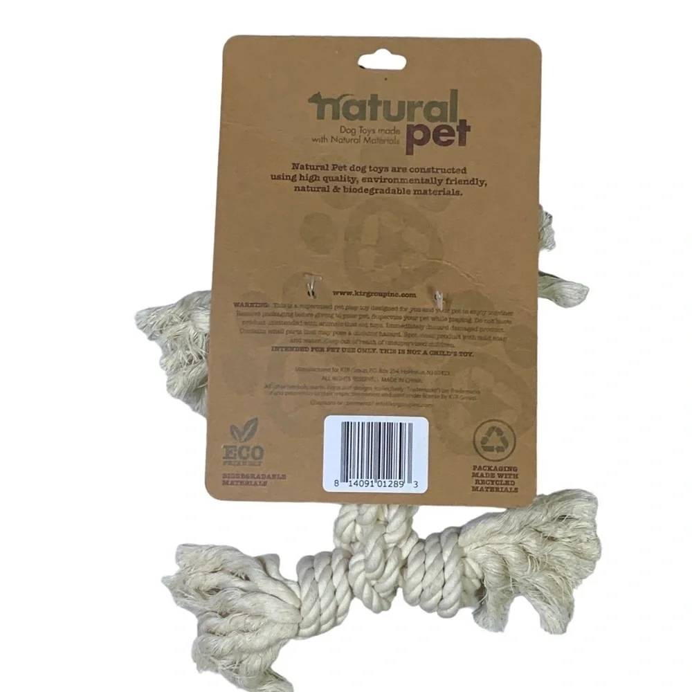 Natural Pet Rope Dog Toy Heavy Duty Fetch Tug Bone Made with Natural Materials